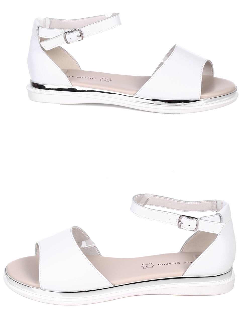 Ежедневни дамски сандали от естествена кожа в бяло 4AF-26120 white (25074)(24175)