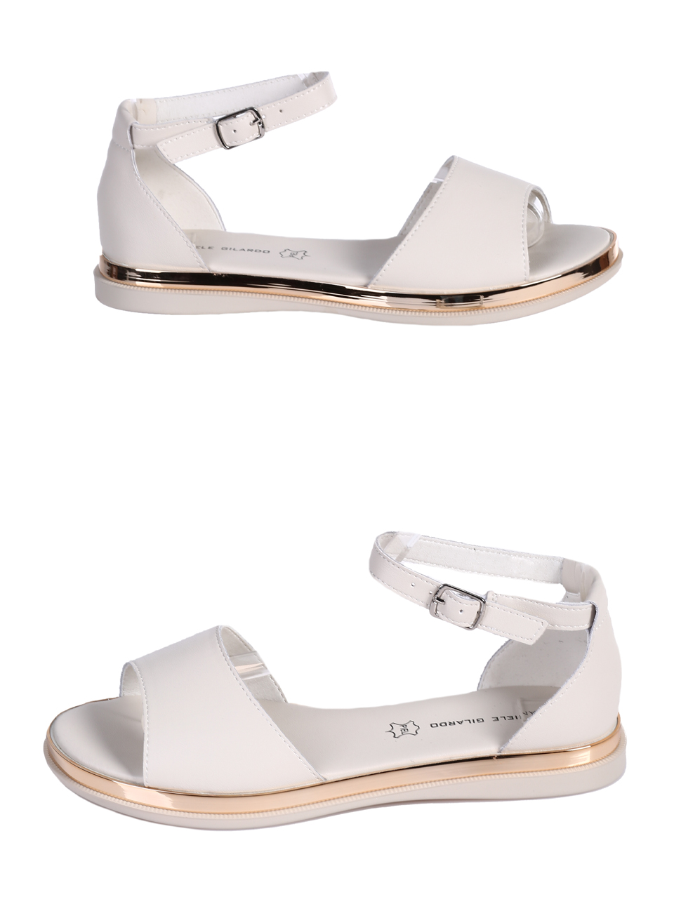 Ежедневни дамски сандали от естествена кожа в бежово 4AF-26120 beige (25074)