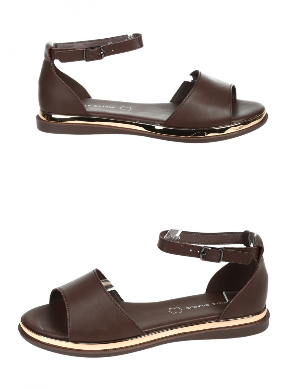 Ежедневни дамски сандали от естествена кожа в кафяво 4AF-26120 brown
