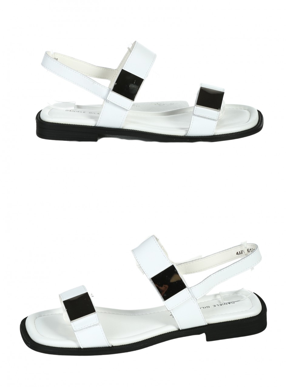 Ежедневни дамски сандали от естествена кожа в бяло 4AF-26121 white