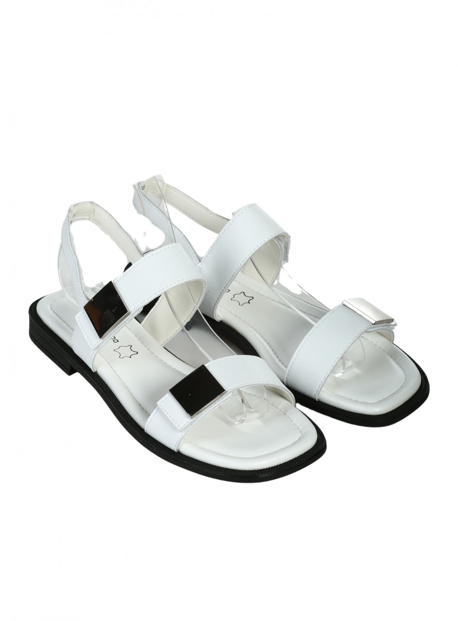 Ежедневни дамски сандали от естествена кожа в бяло 4AF-26121 white