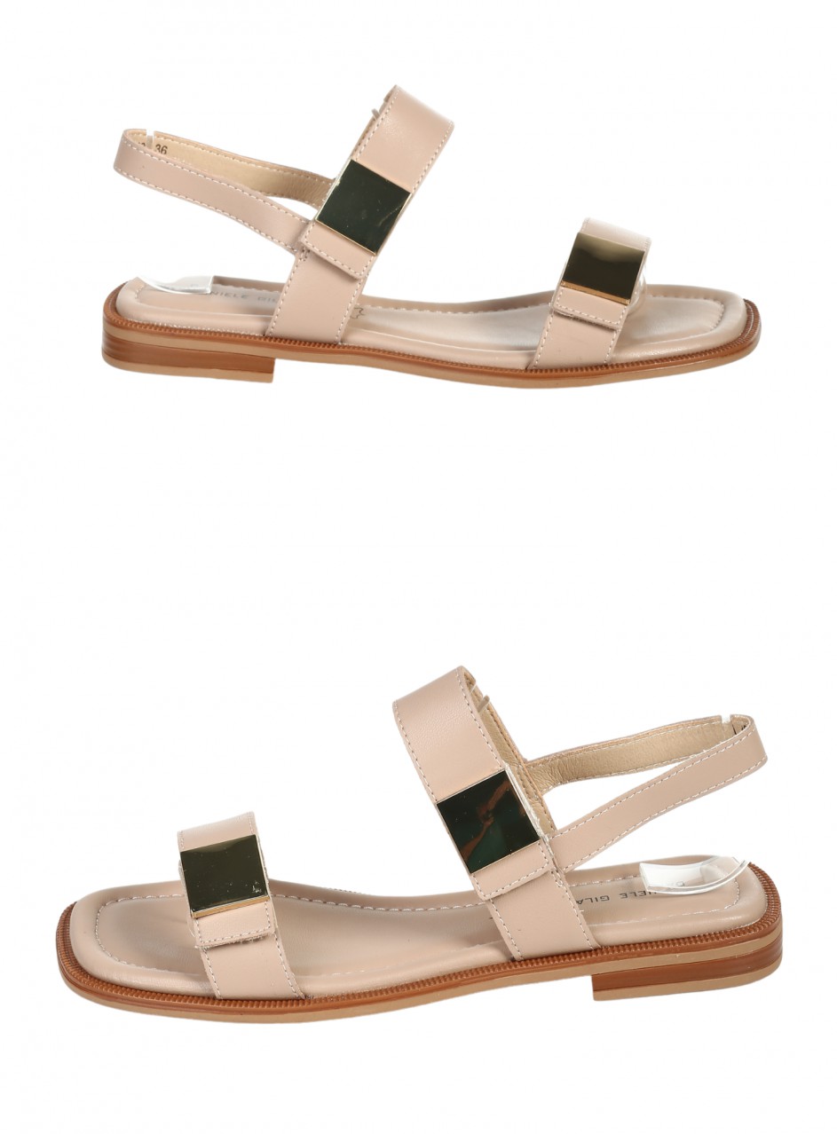 Ежедневни дамски сандали от естествена кожа в бежово 4AF-26121 apricot