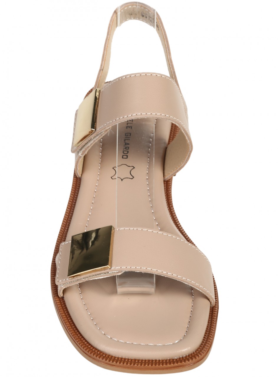 Ежедневни дамски сандали от естествена кожа в бежово 4AF-26121 apricot