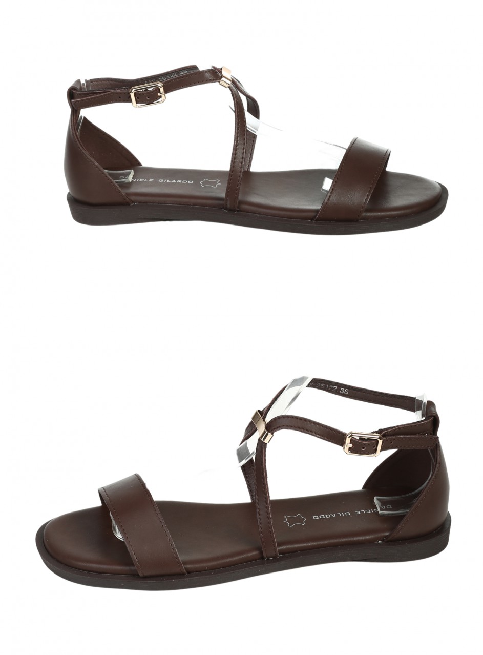 Ежедневни дамски сандали от естествена кожа в кафяво 4AF-26122 brown