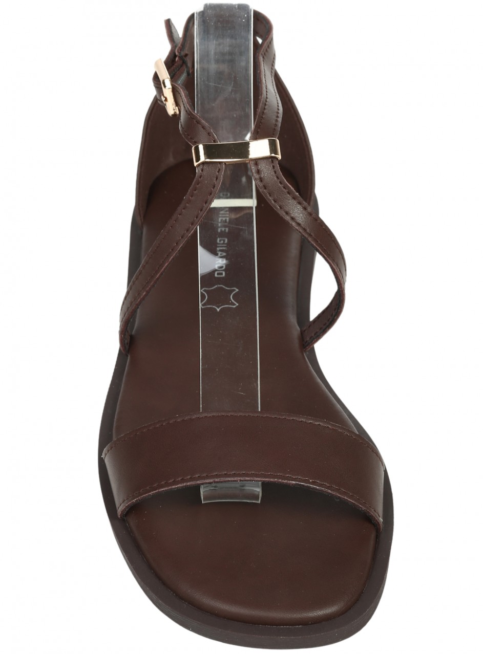 Ежедневни дамски сандали от естествена кожа в кафяво 4AF-26122 brown