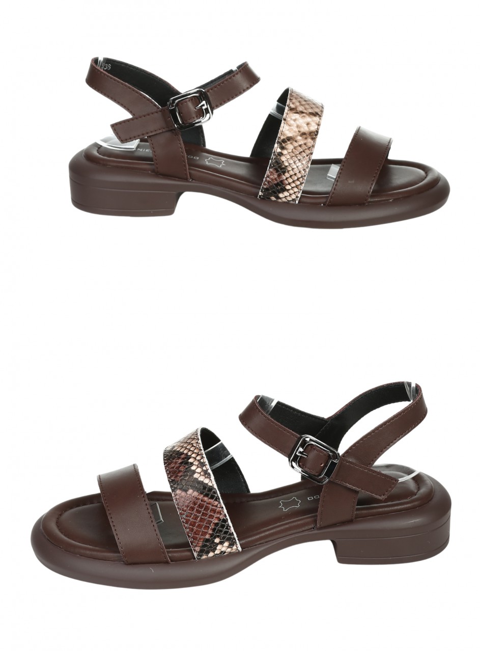 Ежедневни дамски сандали на платформа от естествена кожа в кафяво 4AF-26123 brown