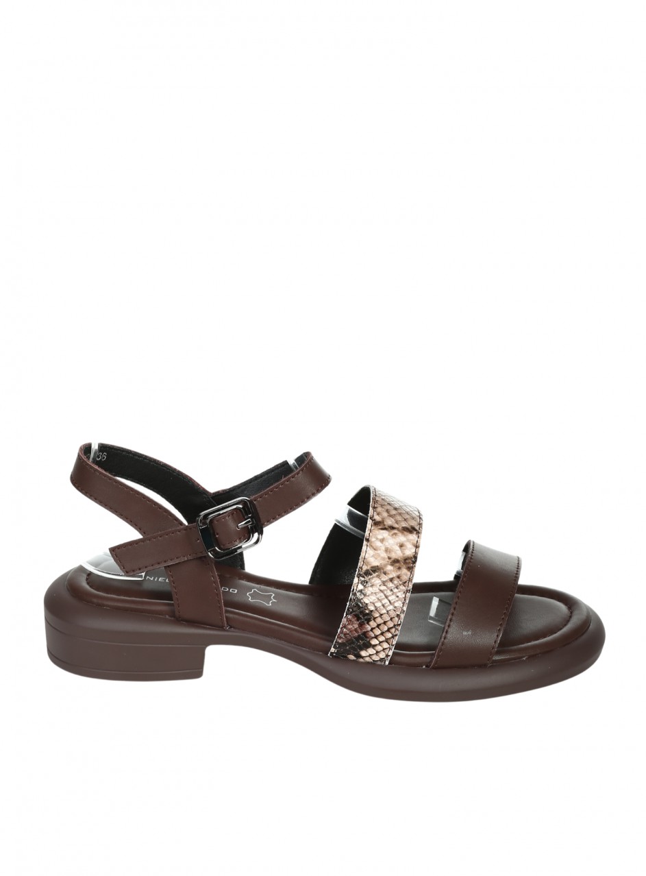 Ежедневни дамски сандали на платформа от естествена кожа в кафяво 4AF-26123 brown