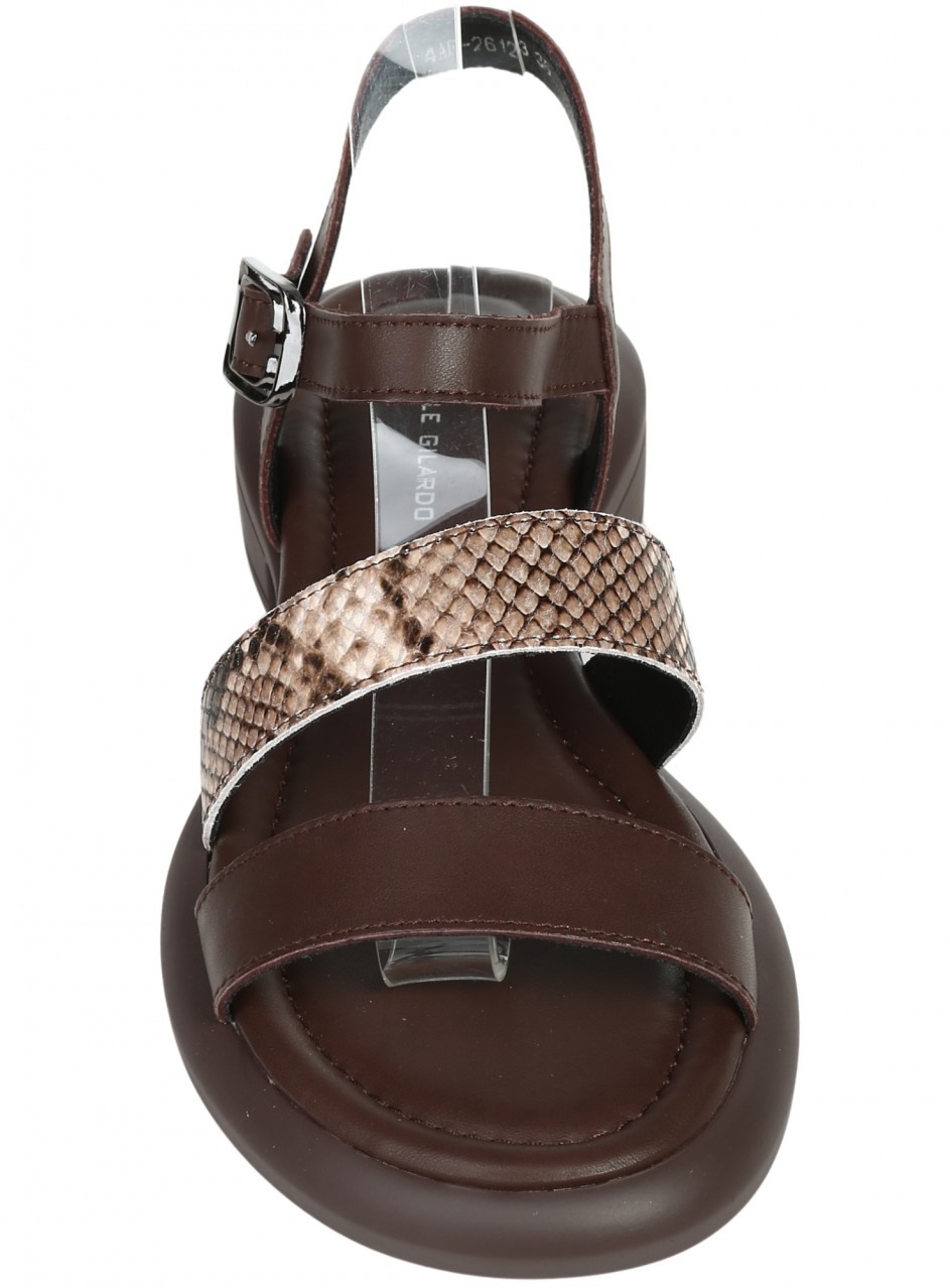 Ежедневни дамски сандали на платформа от естествена кожа в кафяво 4AF-26123 brown