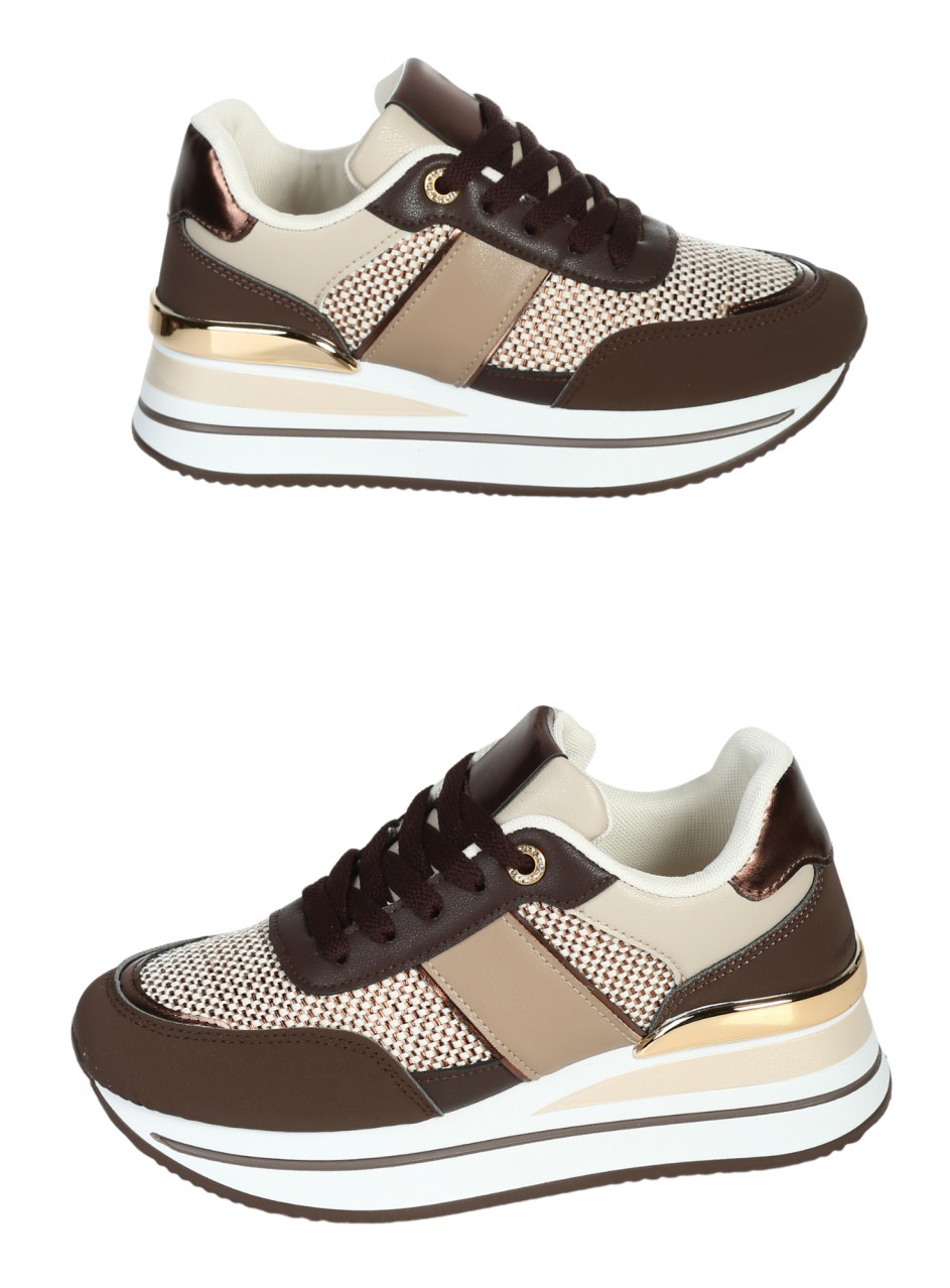Ежедневни дамски обувки в кафяво/бежово 3U-26213 brown
