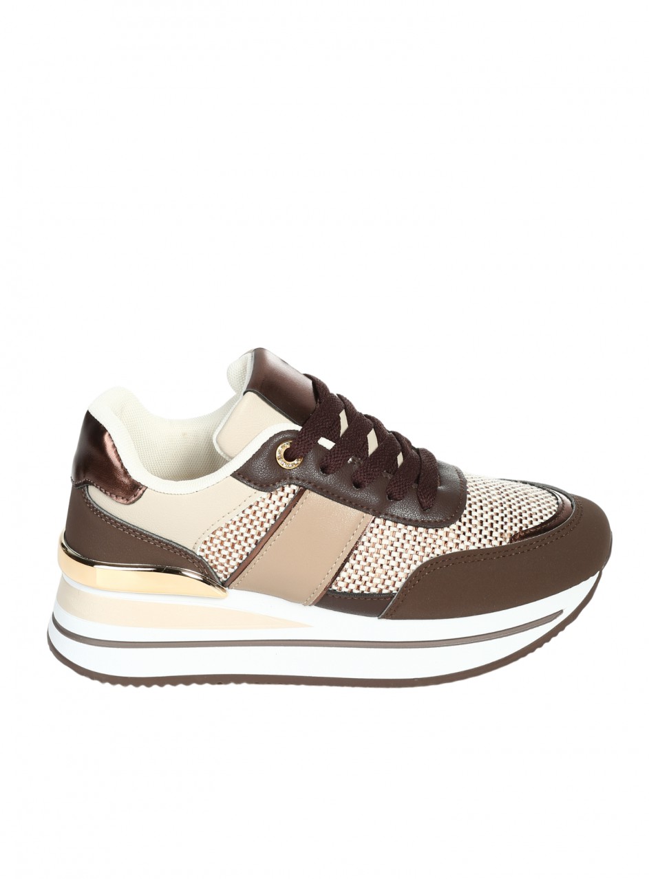 Ежедневни дамски обувки в кафяво/бежово 3U-26213 brown