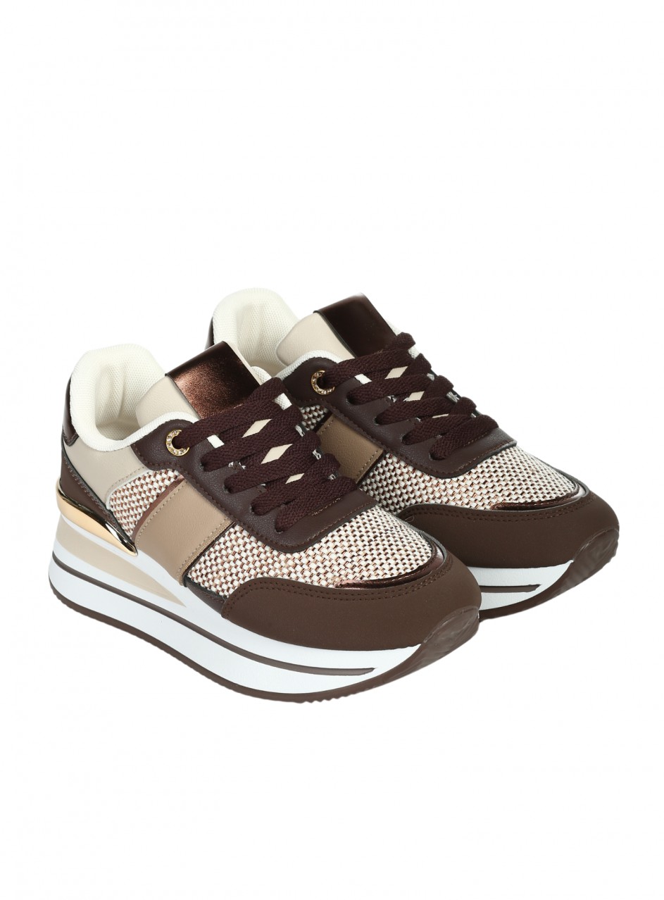Ежедневни дамски обувки в кафяво/бежово 3U-26213 brown