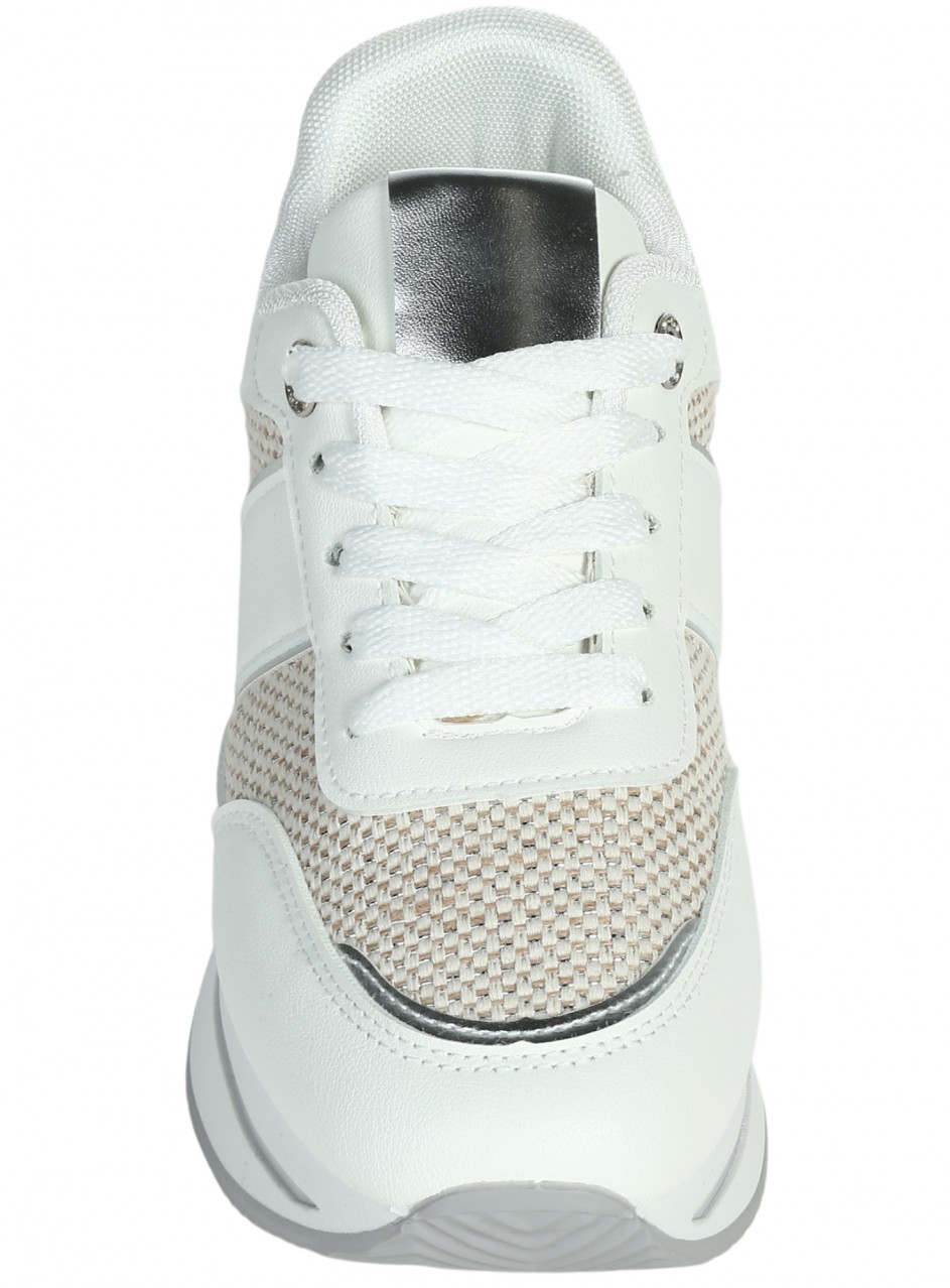 Ежедневни дамски обувки в бяло/сребрисо 3U-26213 white