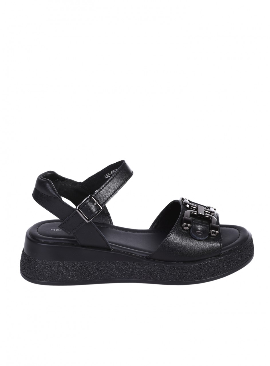 Ежедневни дамски сандали от естествена кожа в черно 4AF-26031 black (25081)
