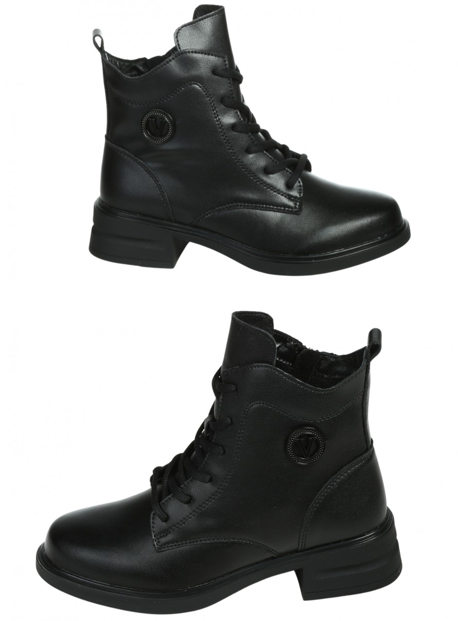 Ежедневни дамски боти от естествена кожа в черно 2AF-26516 black