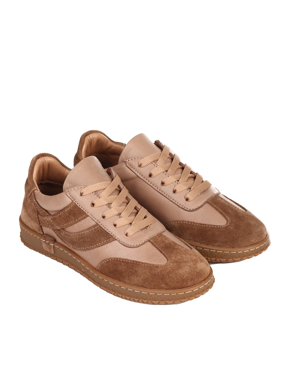 Ежедневни дамски обувки, тип кец, от естествена кожа в бежово 3AT-26773 beige (25697)