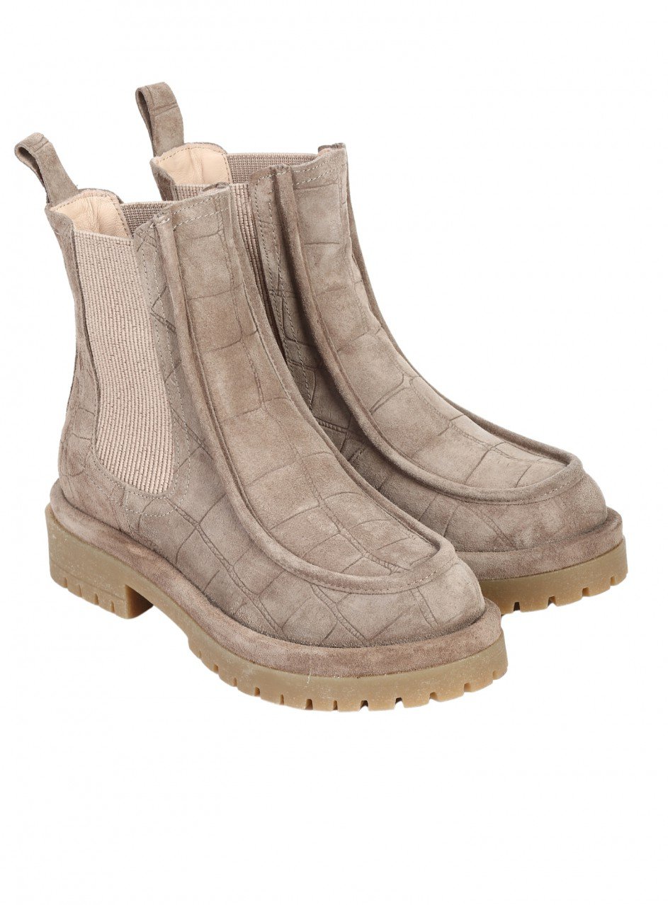 Ежедневни дамски боти от естествен велур в бежово 2AT-26731 beige