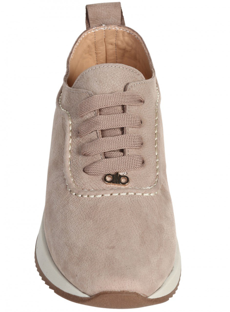 Ежедневни дамски обувки от естествен набук в бежово 3AT-26756 beige