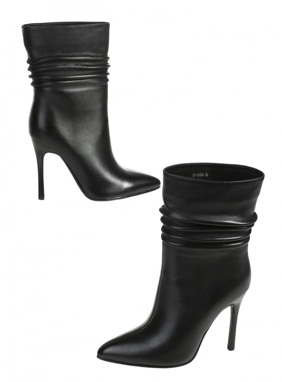 Елегантни дамски боти естествена кожа в черно 2I-26558 black leather