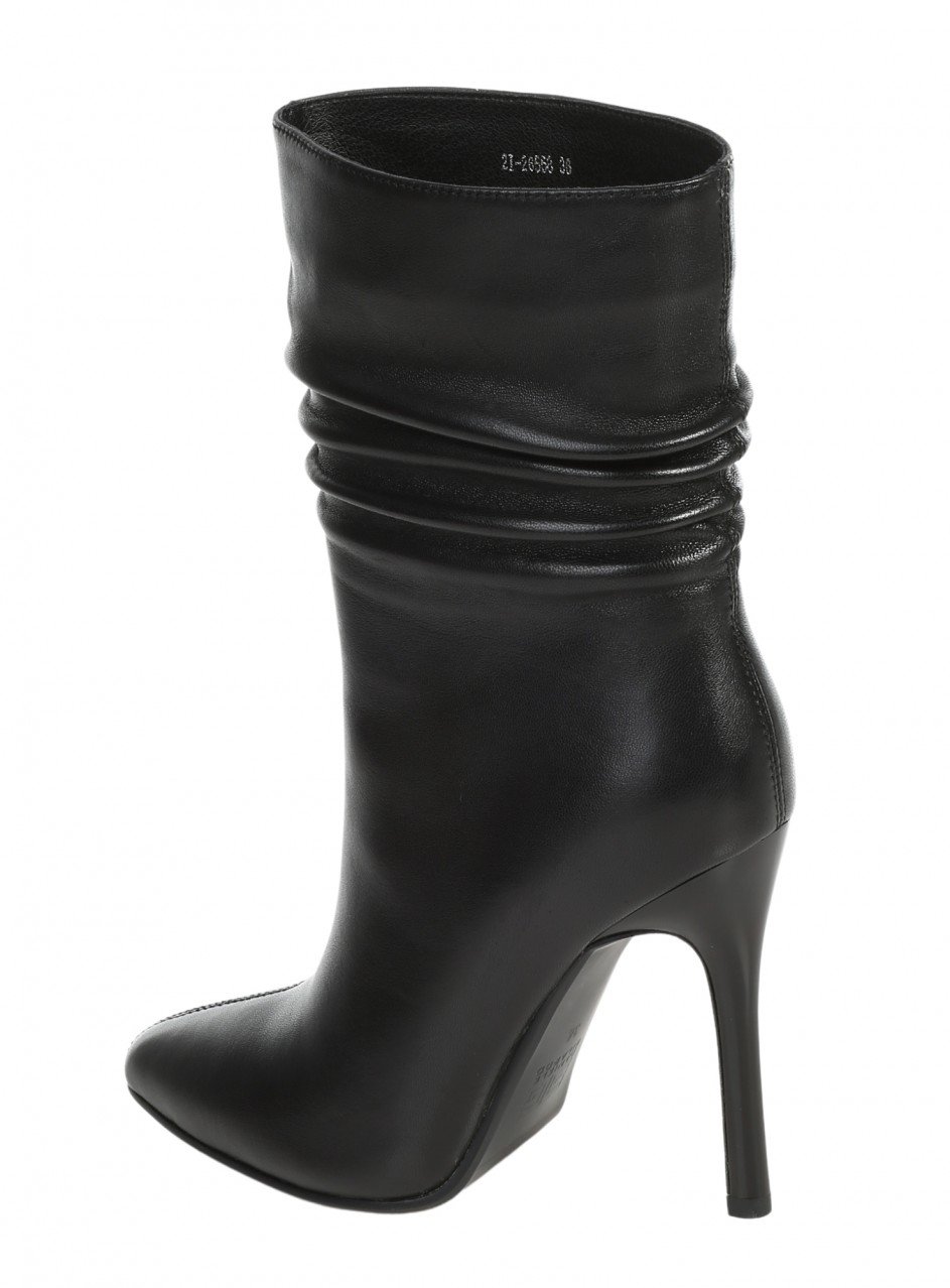 Елегантни дамски боти естествена кожа в черно 2I-26558 black leather