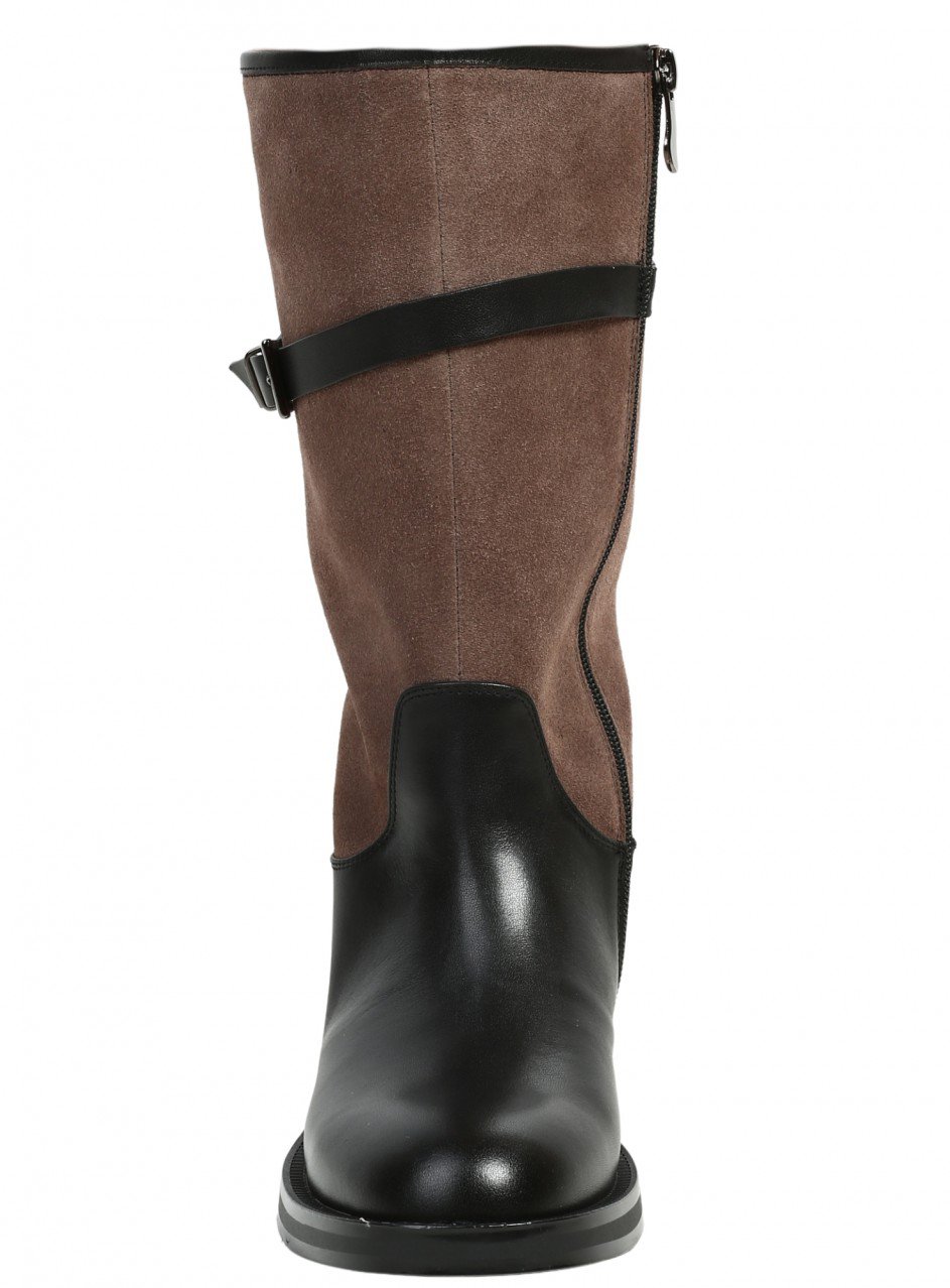 Ежедневни дамски ботуши от естествена кожа в черно/бежово 1I-26563 black/taupe