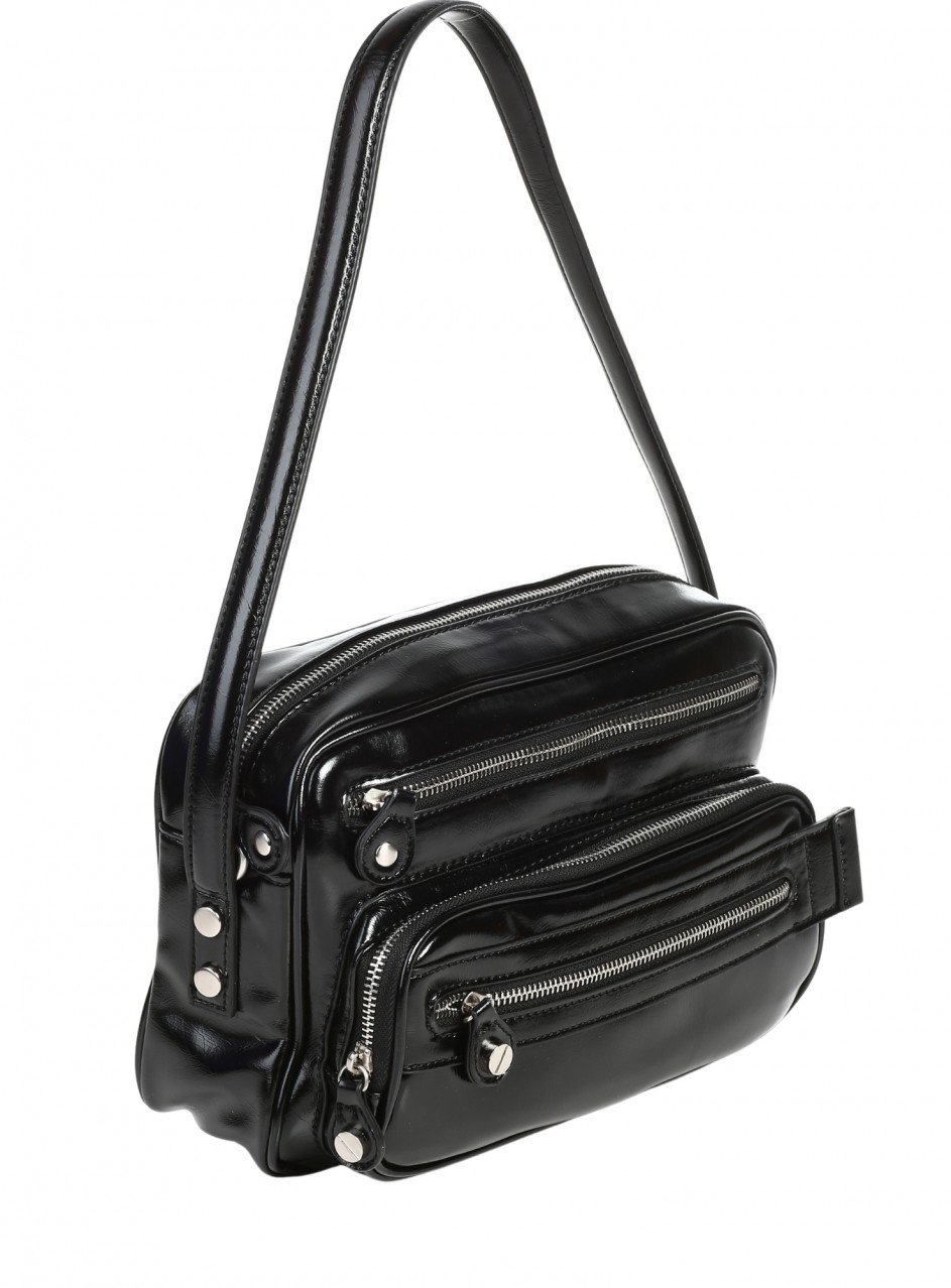 Ежедневна дамска чанта от лак в черно 9Q-26602 black