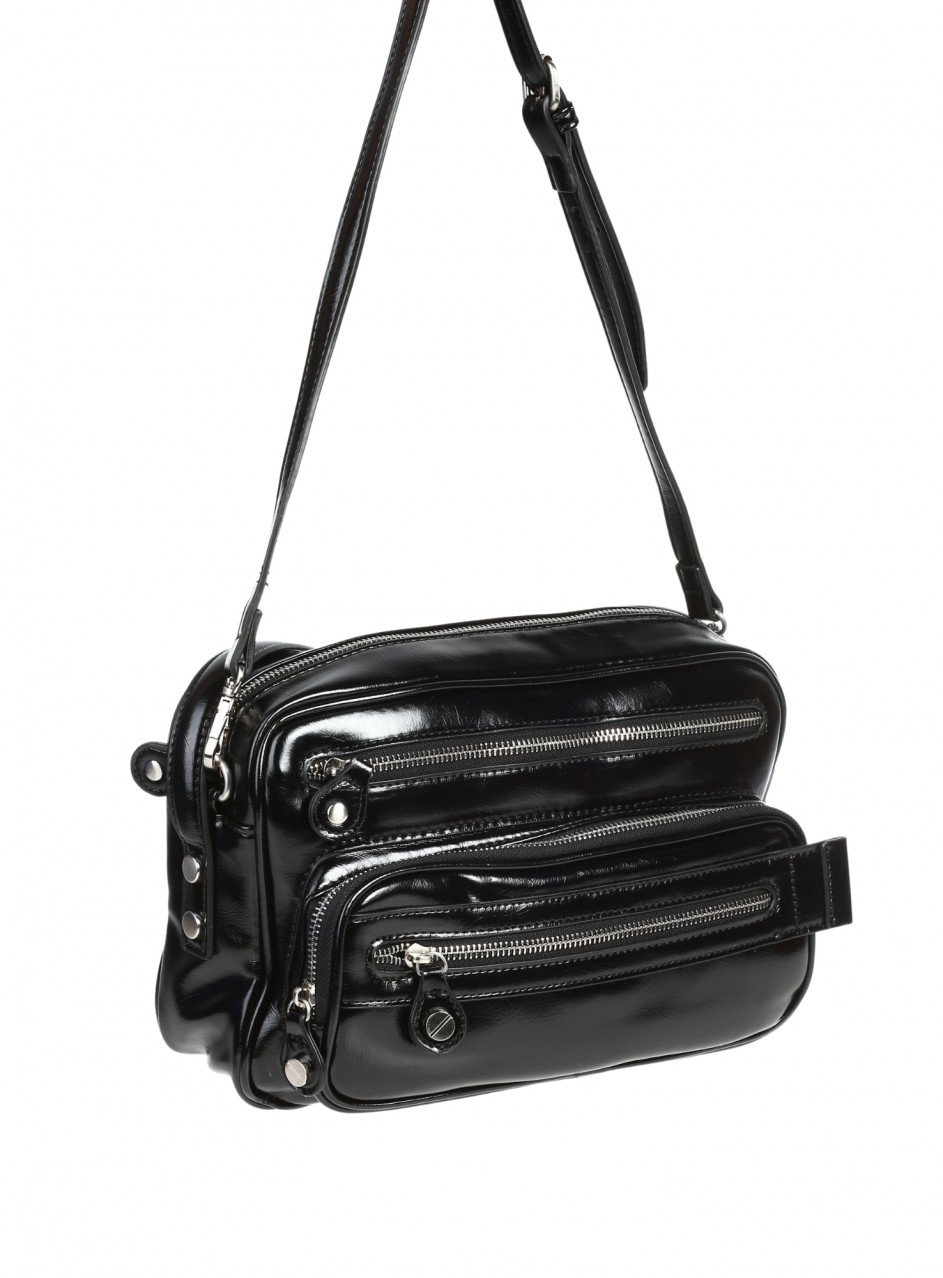 Ежедневна дамска чанта от лак в черно 9Q-26602 black