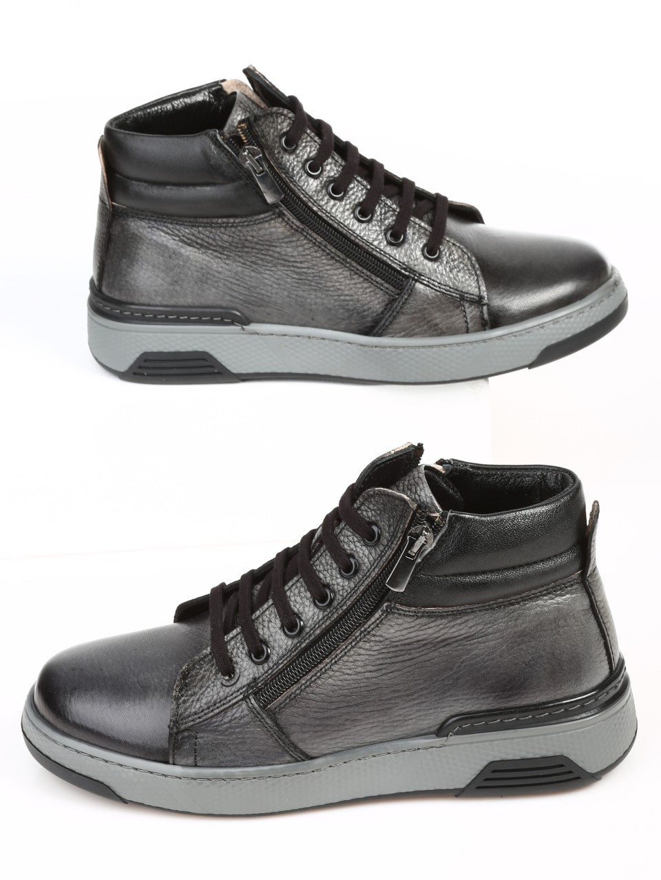 Ежедневни юношески обувки от естествена кожа в черно 14AT-24768 в черен цвят