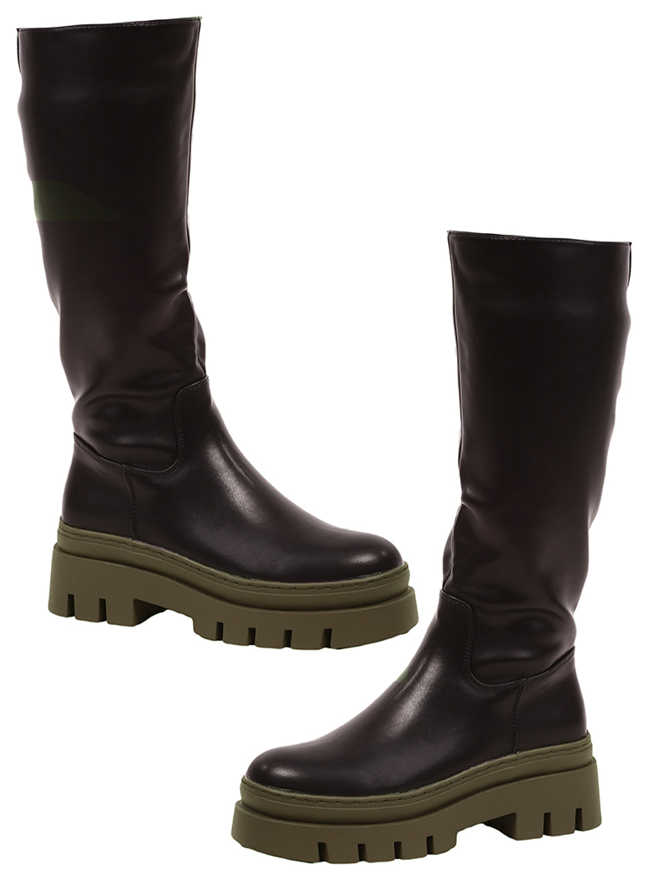 Ежедневни дамски ботуши в черно и зелено 1R-23576 в зелен цвят