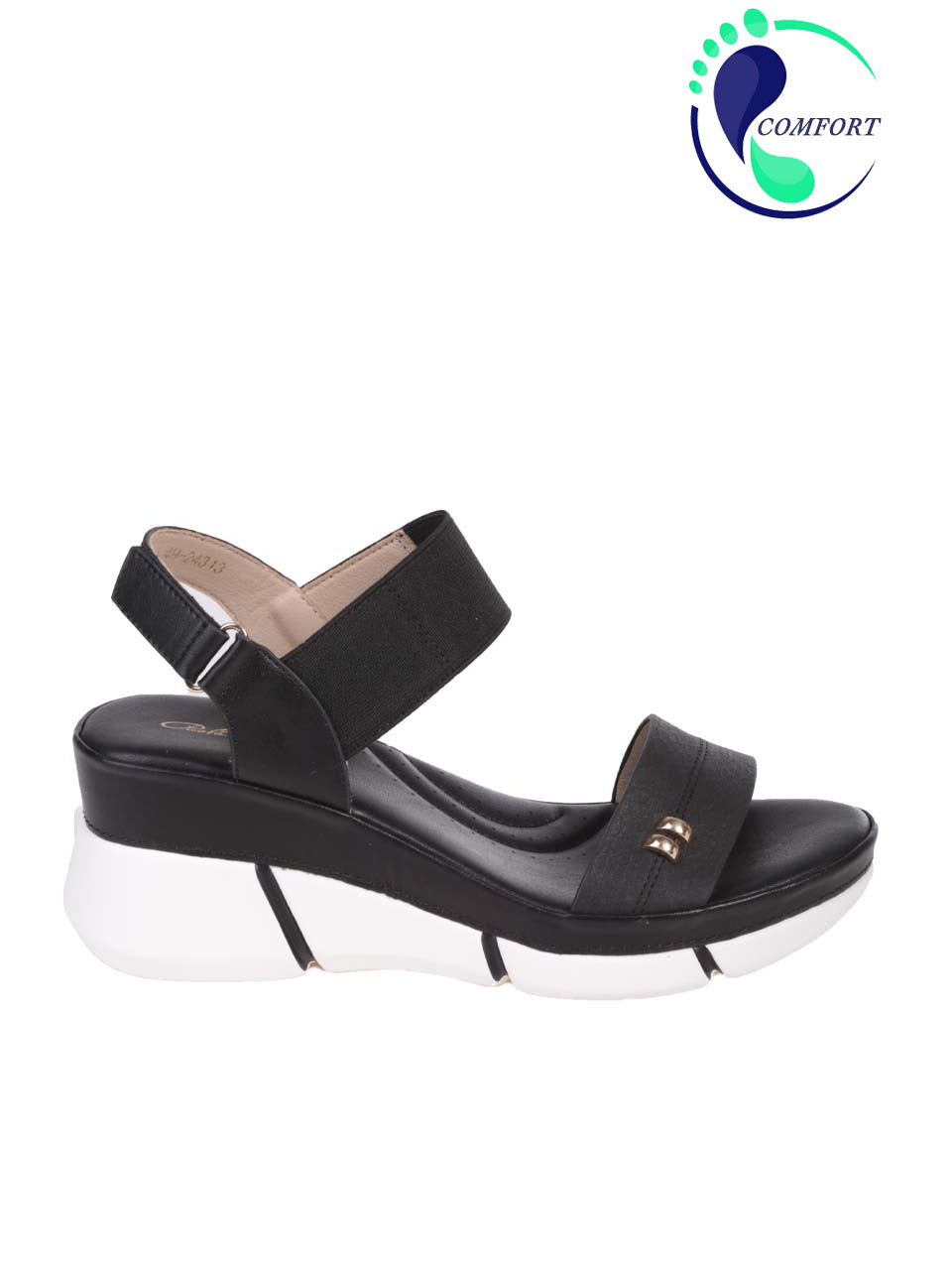 Ежедневни дамски сандали на платформа в черно 4H-25168 в черен цвят