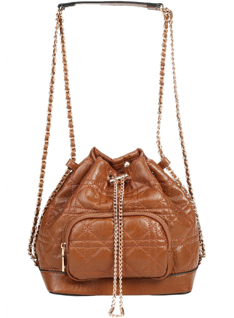 Ежедневна дамска чанта/раница в черно 9Q-25664 в кафяв цвят