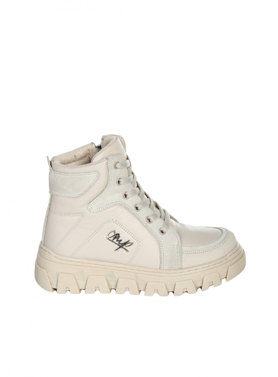 Детски боти от естествена кожа в бежово 19АТ-26766 в бежов цвят