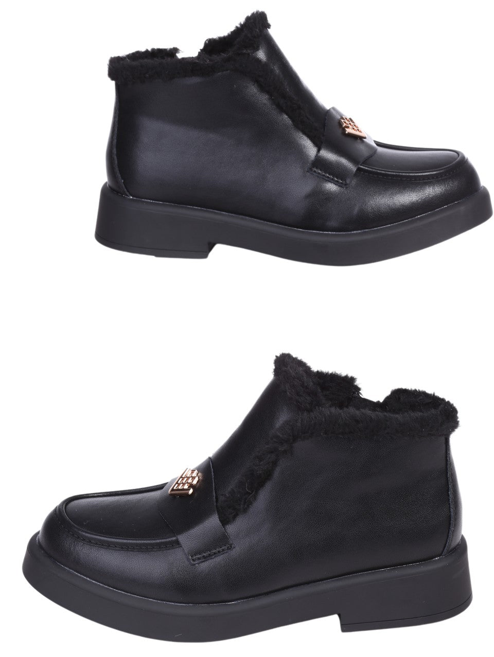 Ежедневни дамски боти от естествена кожа в черно 2AF-24654 в черен цвят