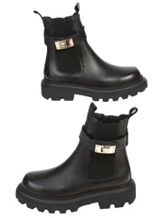 Ежедневни дамски боти от естествена кожа в черно 2AT-24808 в черен цвят