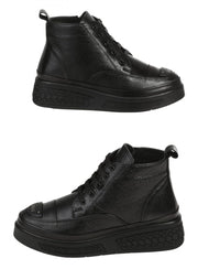 Ежедневни дамски боти от естествена кожа в черно 2AT-25658 в черен цвят