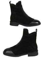 Ежедневни дамски боти от велур и естествена кожа в черно 2I-25882 в черен цвят
