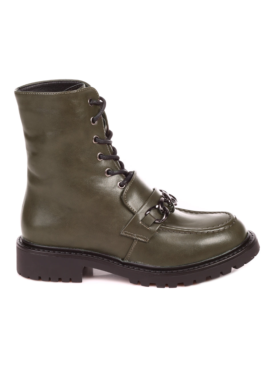 Ежедневни дамски боти в черно 2S-21712 в зелен цвят