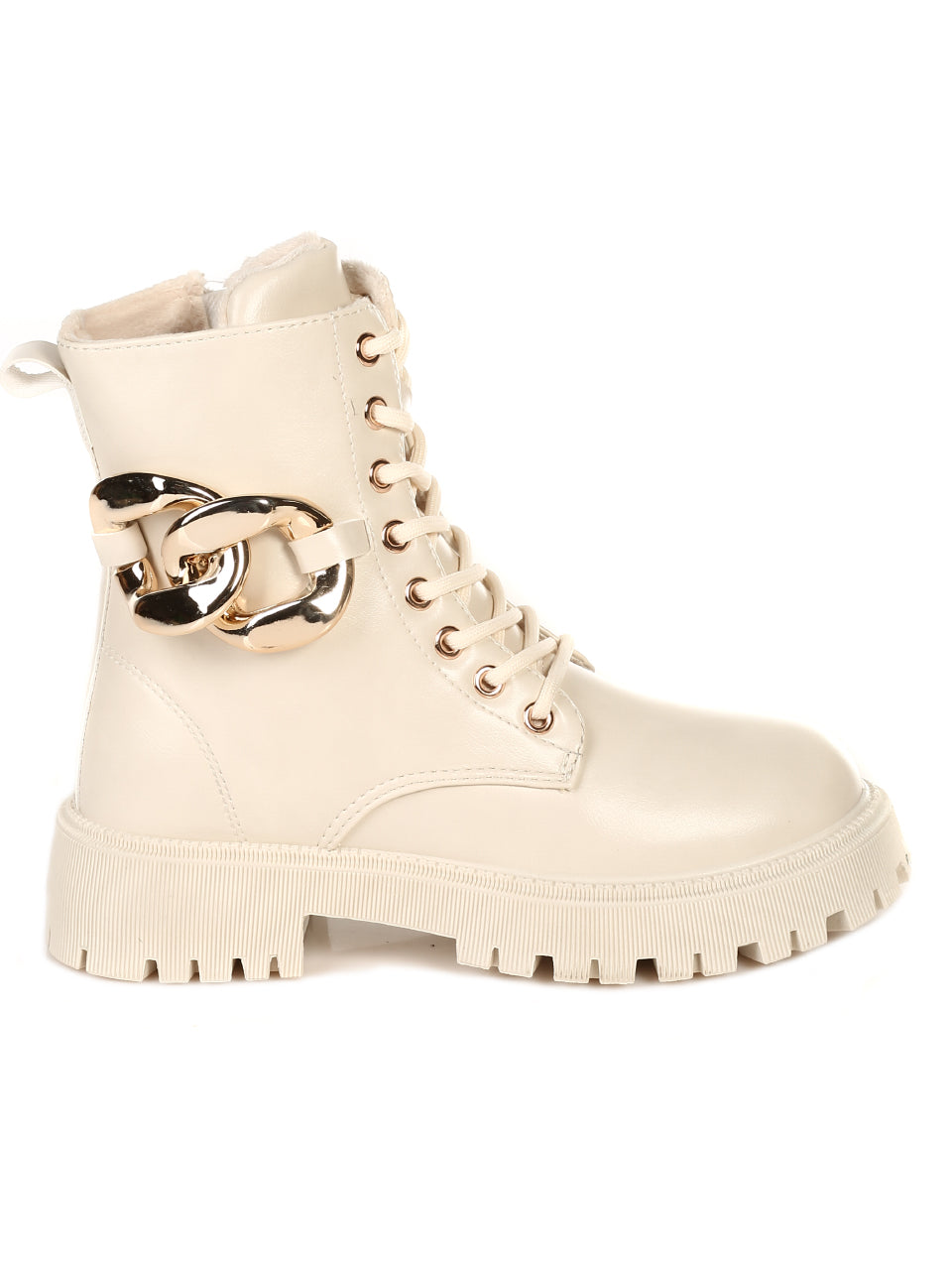 Ежедневни дамски боти в черно 2U-21694 в бежов цвят