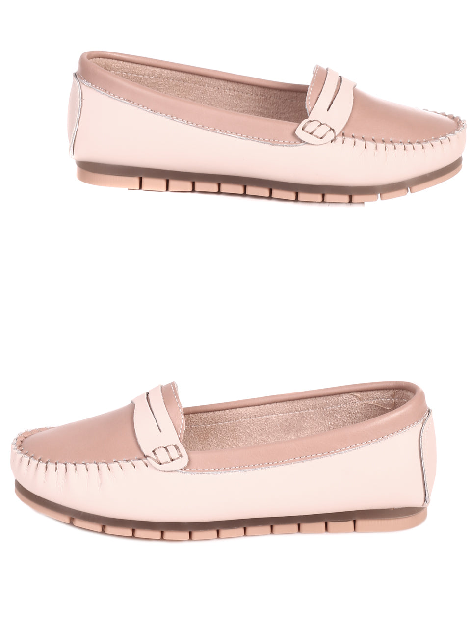 Ежедневни дамски обувки от естествена кожа в бежово 3AF-22107 в бежов цвят