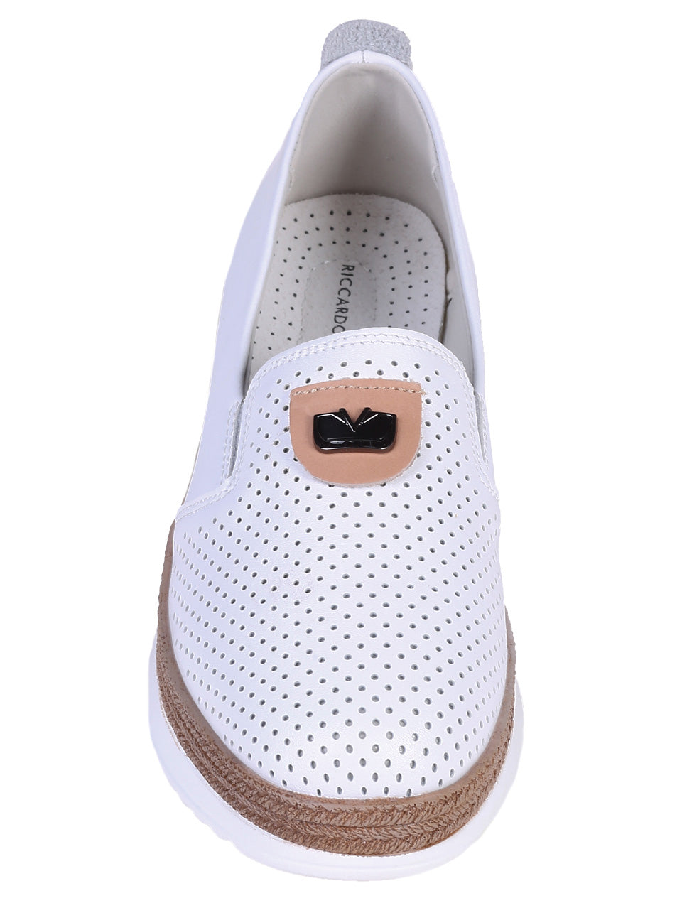 Ежедневни дамски обувки от естествена кожа в бяло 3AF-25041 в бял цвят