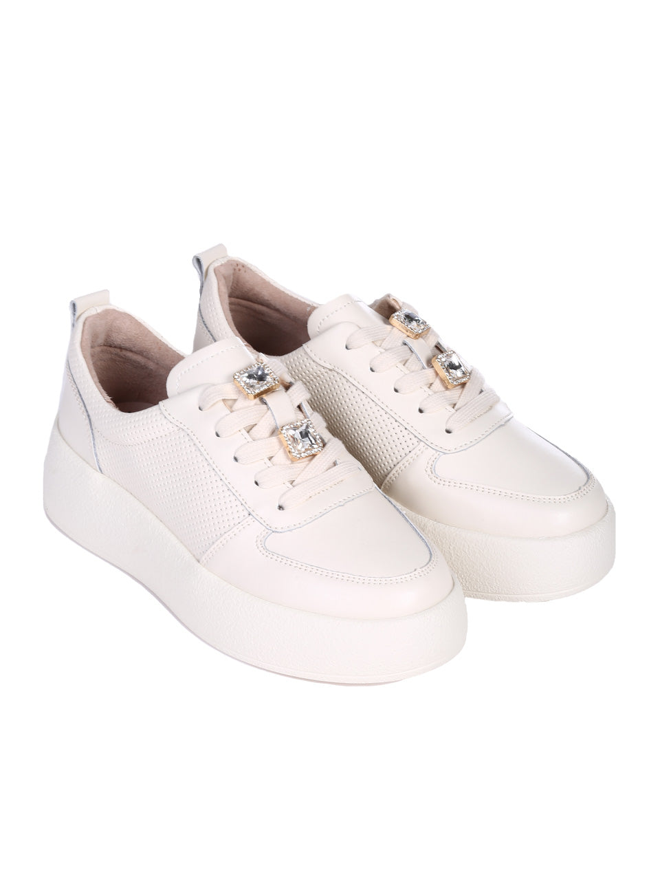 Ежедневни дамски обувки от естествена кожа в бежово 3AF-25092 в бежов цвят