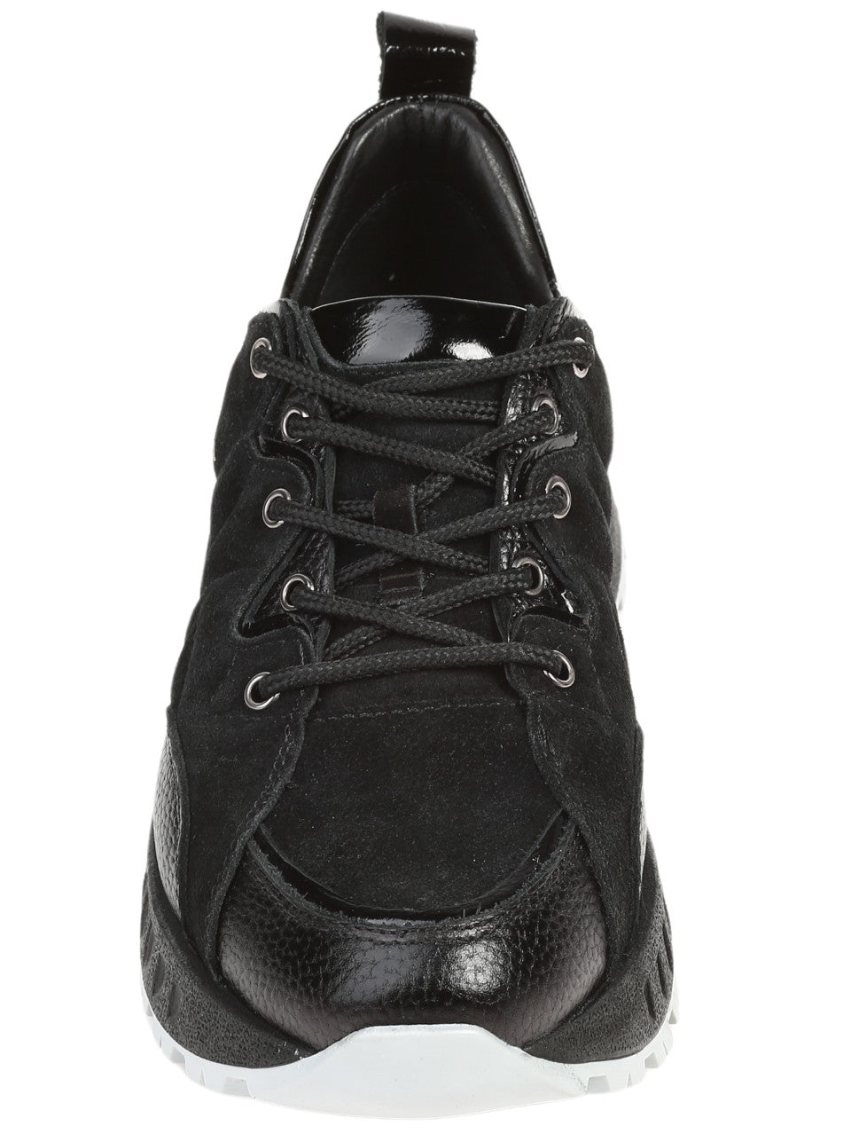 Ежедневни дамски обувки от естествена кожа и велур в бежово 3AT-24723 в черен цвят