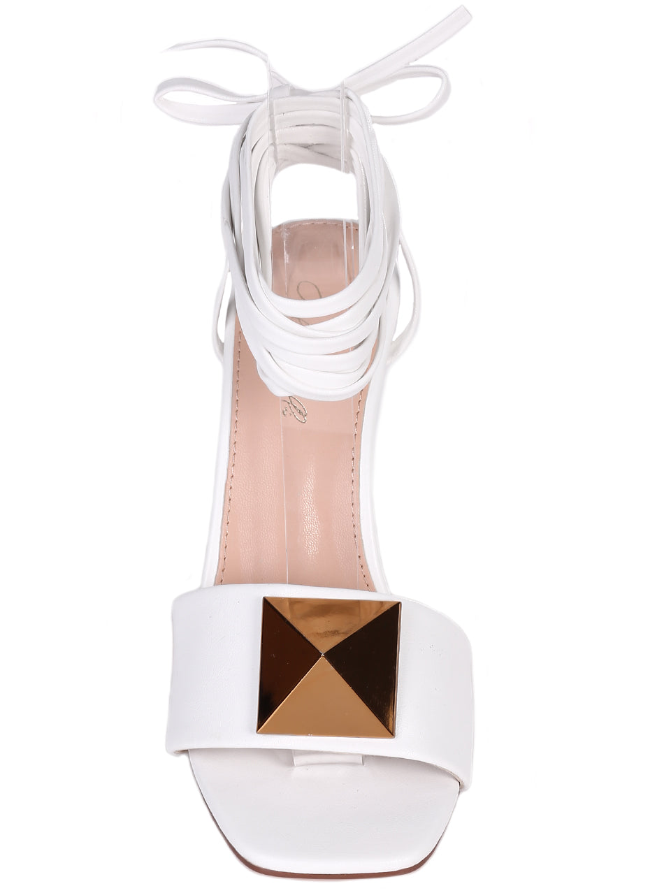 Елегантни дамски сандали с връзки в черно 4M-23024 в бял цвят
