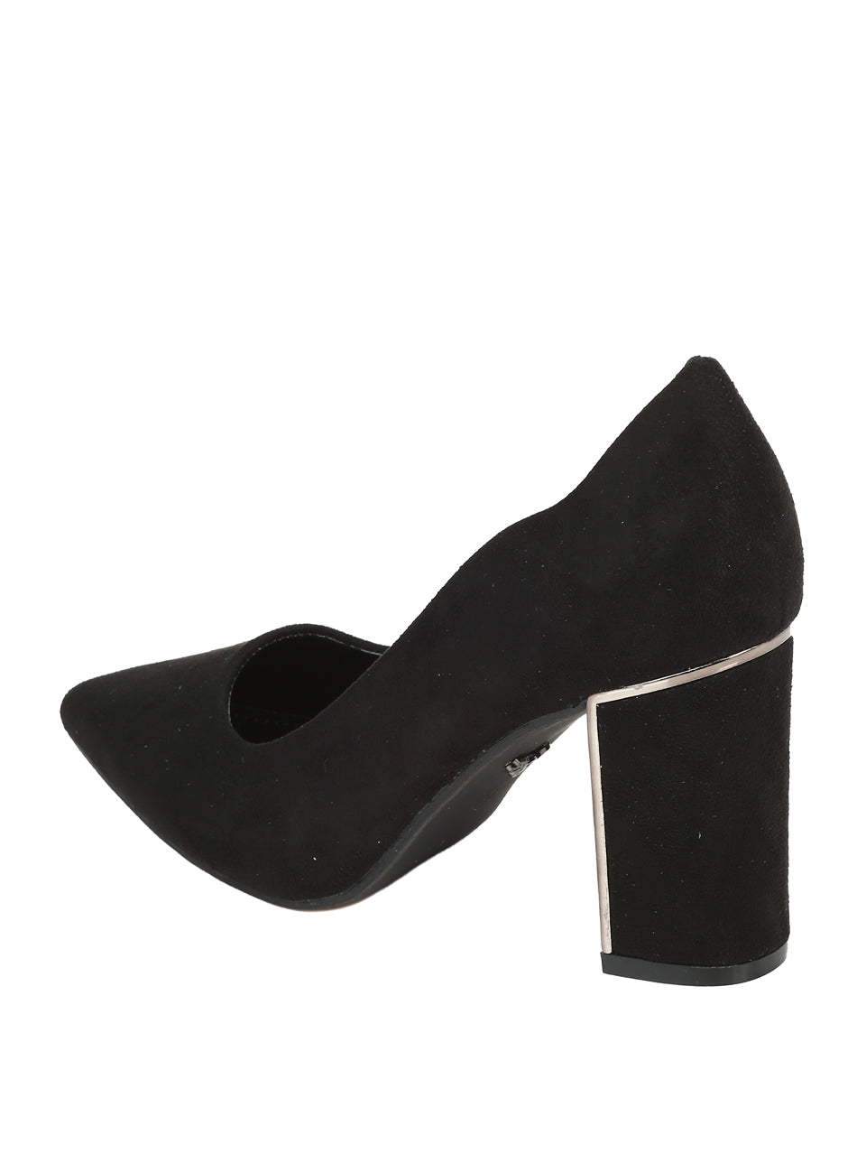 Елегантни дамски обувки, на дебел ток, в черно в черен цвят