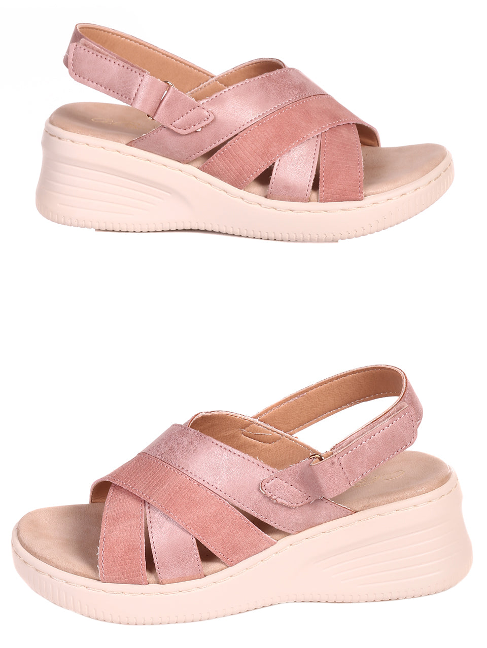 Ежедневни дамски комфортни сандали на платформа 4H-22247 в розов цвят