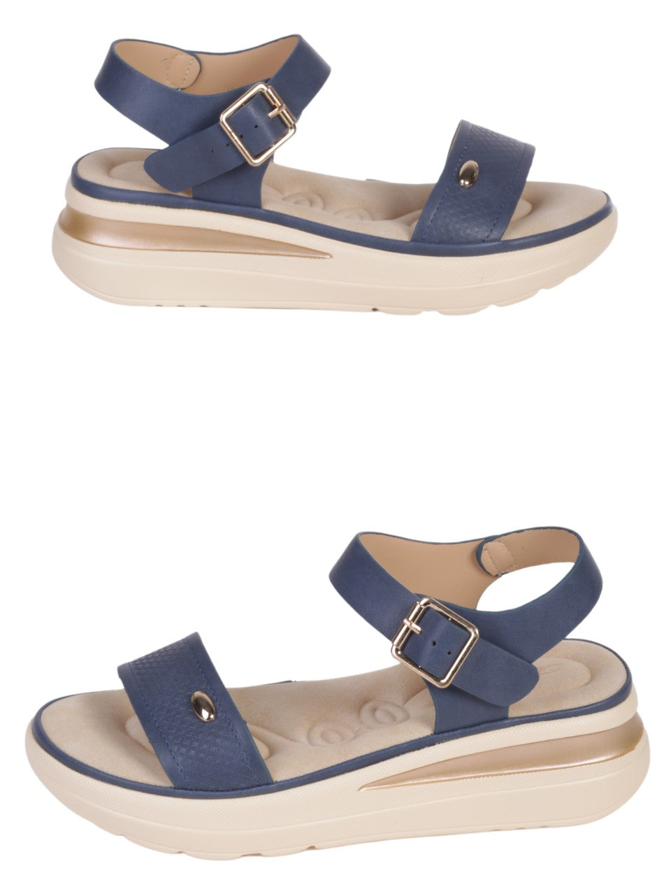 Ежедневни дамски сандали на платформа в бежово 4H-24322 в тъмносин цвят
