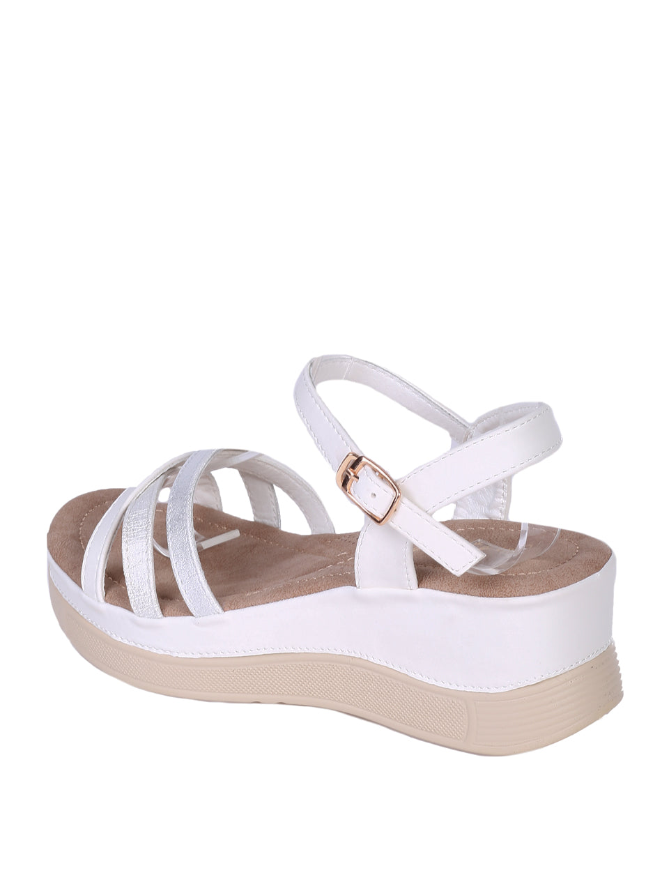Ежедневни дамски сандали, на платформа, в бяло 4H-25159 в бял цвят