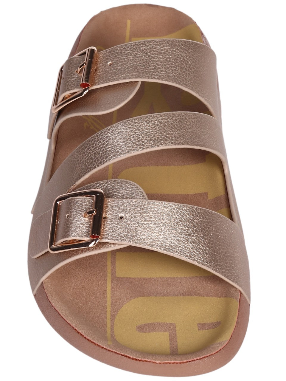 Ежедневни дамски чехли в черно 5H-24250 в златист цвят