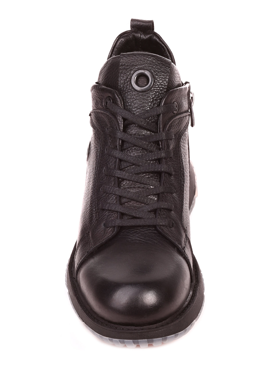 Ежедневни мъжки боти от естествена кожа 6AT-21847 в черен цвят