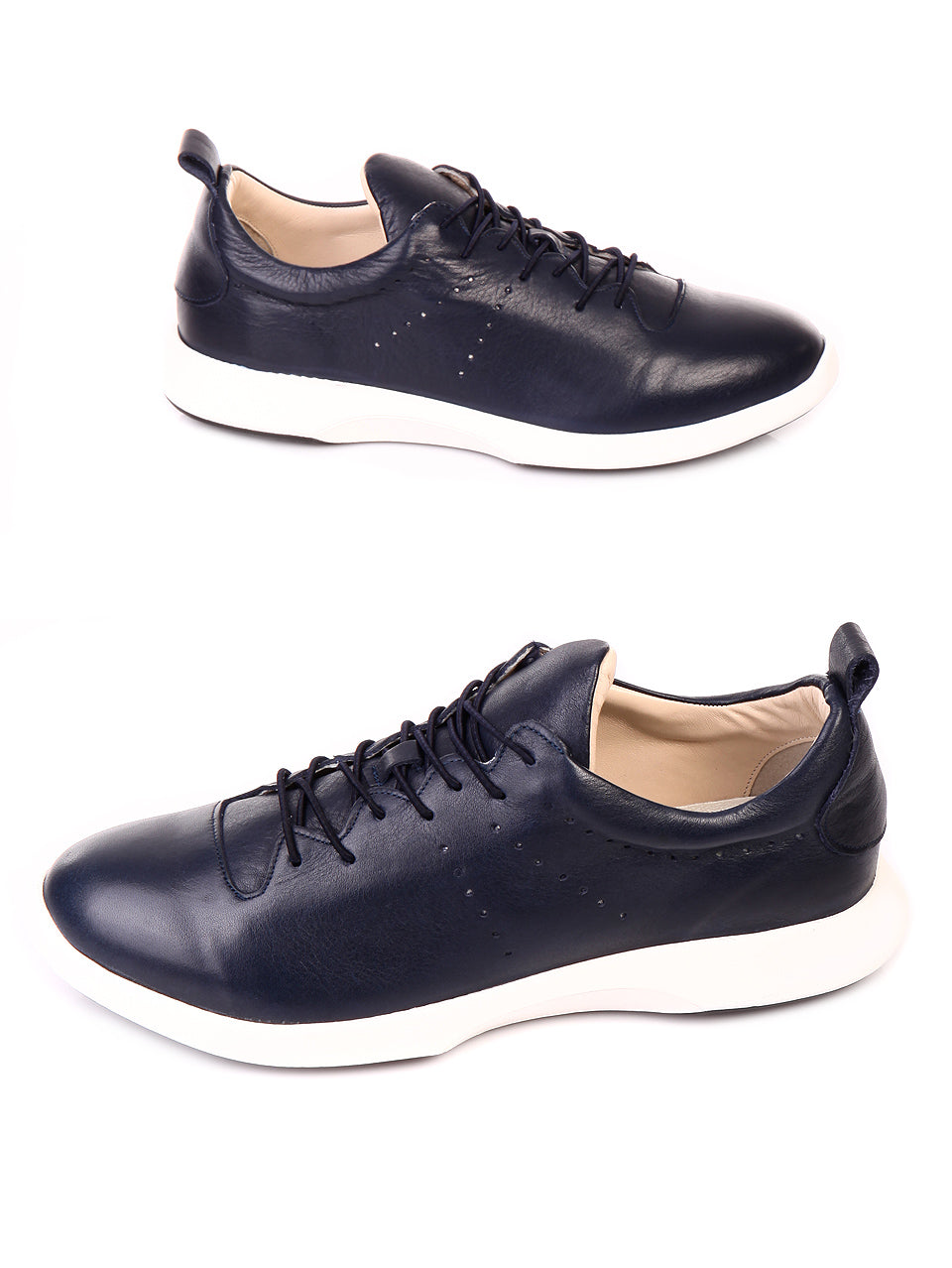 Ежедневни мъжки обувки от естествена кожа 7AT-19440 в син цвят