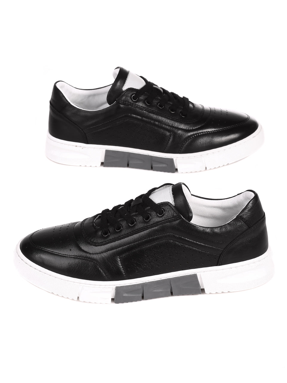 Ежедневни мъжки обувки от естествена кожа 7AT-21280 в черен цвят